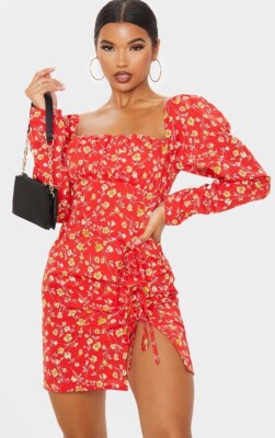 strapless open back dress Landon Mini Dress Red Petite