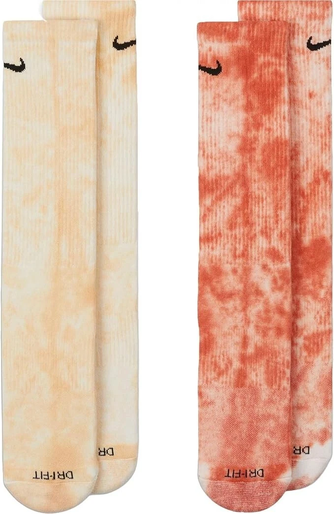 NIKE Everyday Plus Cushioned Tie-Dye Crew Socks 2 Pairs Multicolor XL DM3407-908