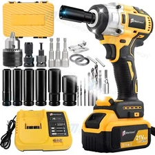 800N.m Cordless 1/2" High Torque Impact Wrench Hog Ring Anvil fit Dewalt Battery