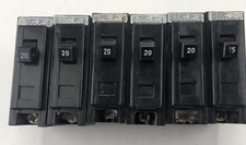 Lot of 5 Cutler Hammer Circuit Breaker Type BA 20 A 1-Pole 120/240 Bolt On 15