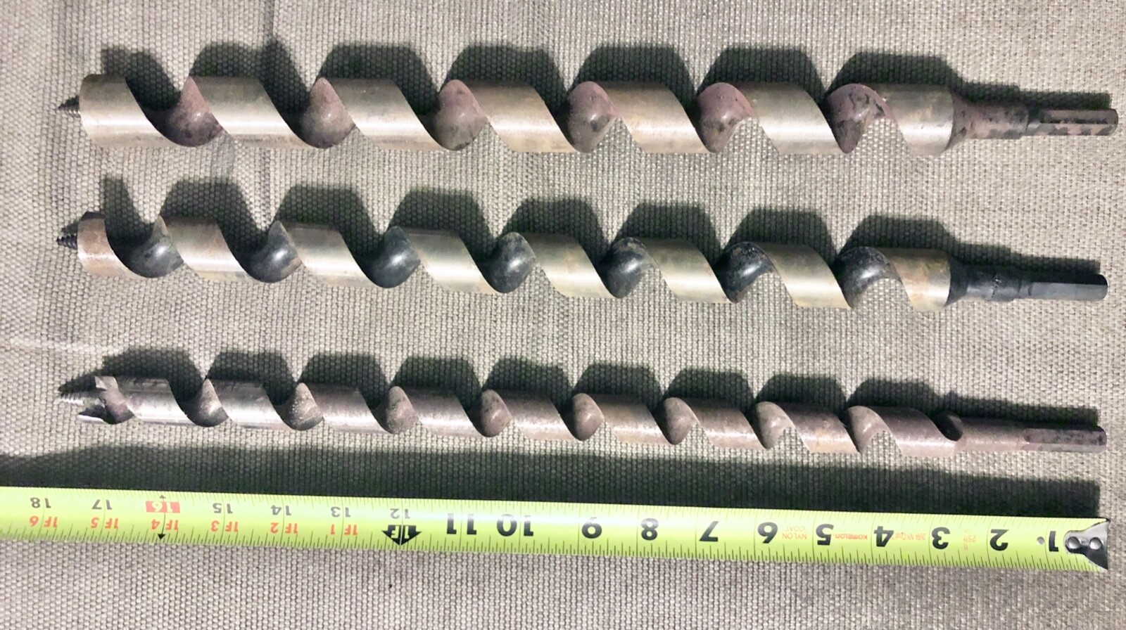 Set of 3 Greenlee 18" Wood Boring Drill Bit Auger Bits 7/8", 11/8", 1