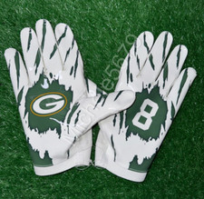 Nike NFL Josh Jacobs #8 Packers PE Vapor Knit Football Gloves White Size 2XL New