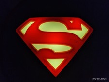 Superman Emblem/ Logo/ Shield 3D Deco Light- Wall Night LED Lamp for Kids-Used.