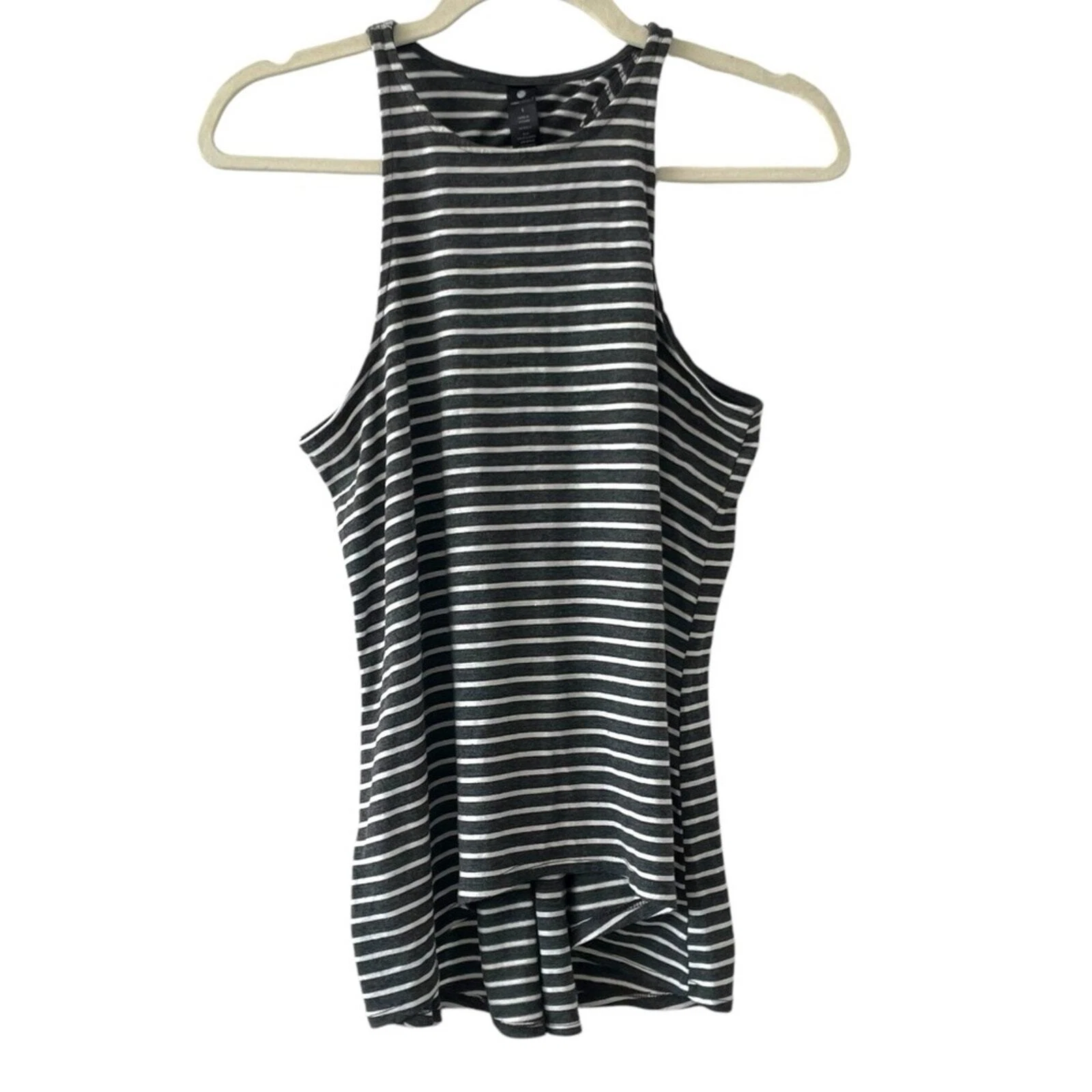 yogalicious striped sleeveless open back tank-top