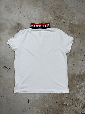 Moncler Maglia Polo Manica Corta White Polo Tee T Shirt | eBay