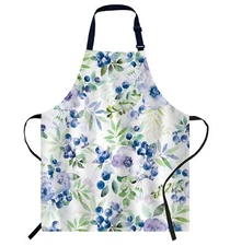 Watercolor Blueberry Apron Unisex Adjustable Bib Apron Cooking Kitchen Chef W...