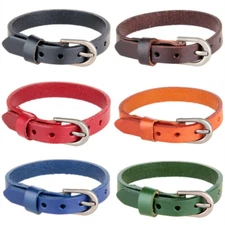 6colors Unisex Leather Cuff Bracelet Punk Bangle Adjustable Wristband 6-8" Wrist