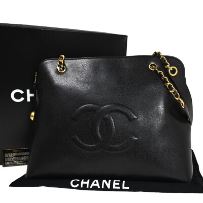 CHANEL ブラックレザーショルダーバッグ s-l400.jpg