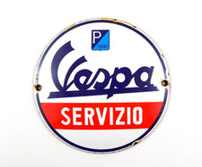 VTG VESPA SERVIZIO PORCELAIN METAL SIGN 4-3/4" SCOOTER SPRINT PIAGGIO GAS APE