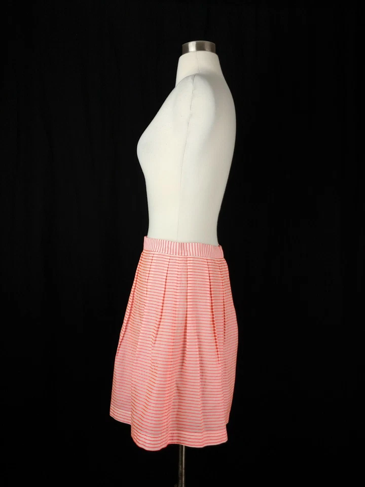 Saia plissada feminina Rebecca Minkoff tamanho 6 listra rosa mistura de seda - Imagem 4 de 4