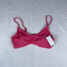 Shade  Shore Bralette Bikini Top Womens L Pink Shirred Ribbed Adjustable Straps