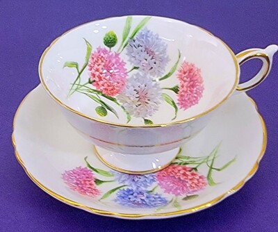 Paragon England Bone China Pink Blue Carnation Tea Cup & Saucer              748