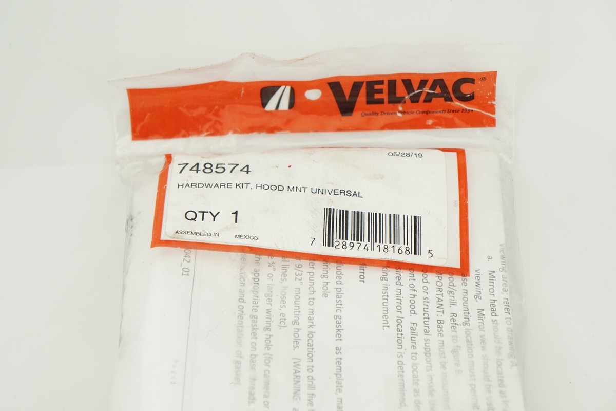 New Genuine Velvet MirrorCam Universal Hood Mount Hardware Kit