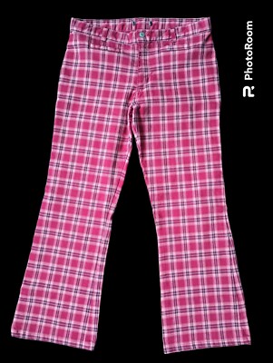 Vintage Y2K Old Navy Pants Girls Size 16 Red Plaid Flare Leg