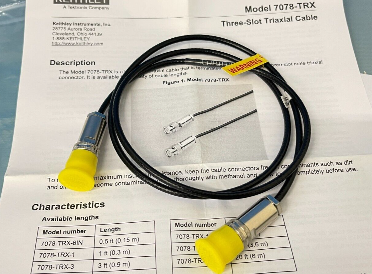 Keithley 7078-TRX-3 Low Noise Triax Cable, 3-Slot Triax Connectors, 0.9m (3  ft) | eBay