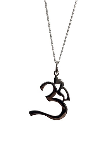 Om Necklace Pendant 925 Sterling Silver 18" Buddhist Jewellery Boxed Namaste - Picture 8 of 24