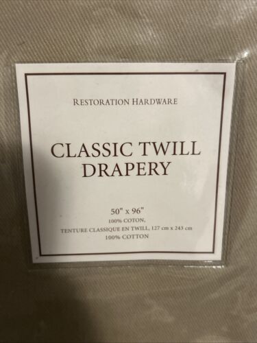 Restoration Hardware Classic Twill Beige Oak Drapery 50”x96” New - Picture 5 of 5