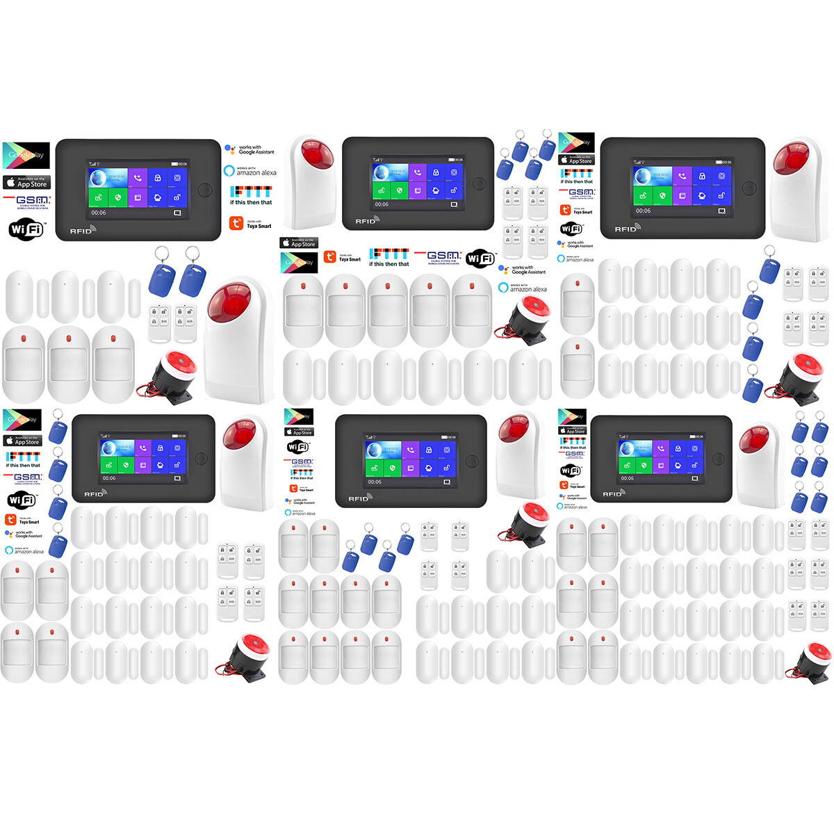 O21 WiFi APP GSM RFID Wireless Home Security Alarm Burglar System+Strobe Light
