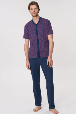 RAGNO PIGIAMA UOMO TRITTICO APERTO U803NT NAVY PEONY