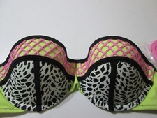 NWT Shade Shore Womens Size 34B Bikini Top Black Multi Underwired Lined Halter