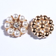20PCS 20MM New Chic Pearls Buttons For Wedding Rhinestone Metal Alloy Button