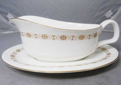 GOLDEN DIADEM H5270 by Minton Gravy Boat & Stand NEW NEVER USED made in England