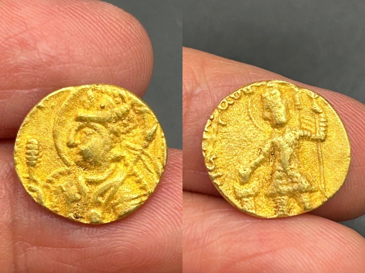 2.78g)Ancient Kushan King kaneshka 1st Wonderful 18K Solid GOLD 