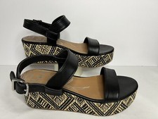 DV By Dolce Vita Platform Wedge Tan Black Strap Aztec Design Size 9 women's
