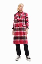 Desigual Tommy Pink Checked Oversized Coat 23wwewad