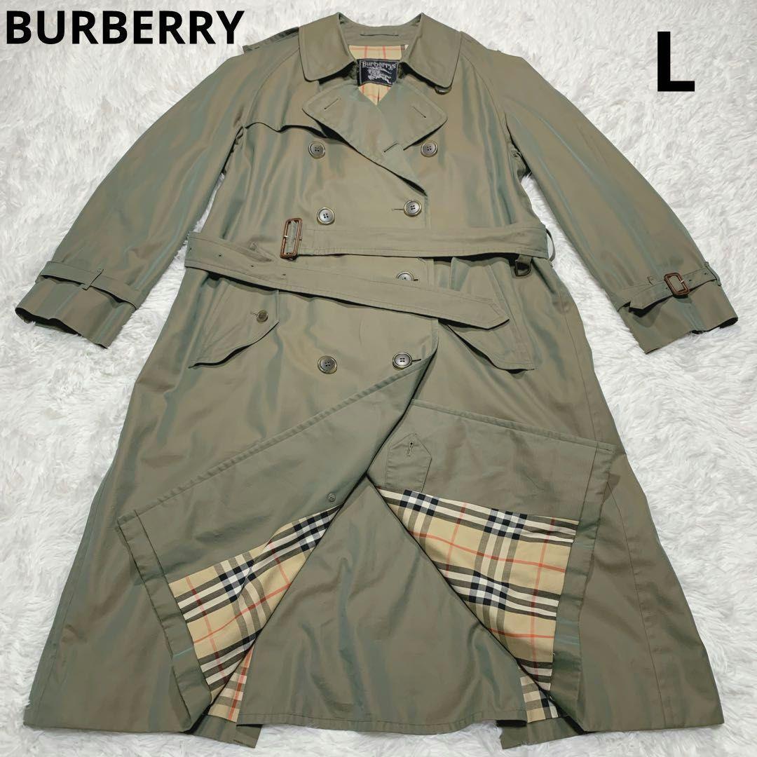Burberry Nova Check Trench Coat Tamamushi Belt Long Vintage L 94175