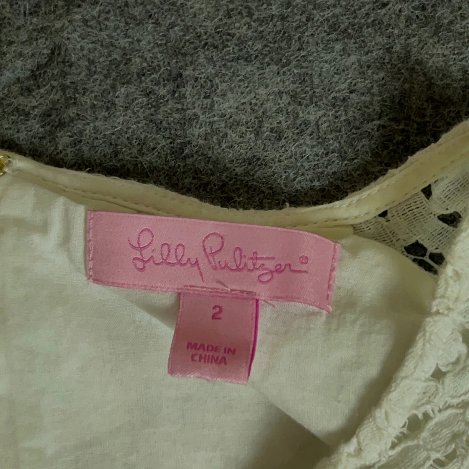 Lily Pulitzer 女式连衣裙 2 白色花边刺绣沿海小屋 Coquette — 第 3/4 张图片