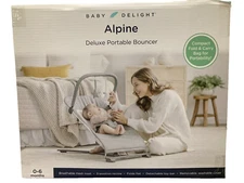 Baby Delight Portable Bouncer Alpine Deluxe Infant 0 – 6 mths, Charcoal Tweed