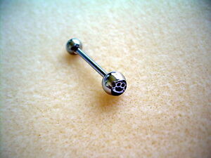 Surgical Steel Nickle Free 14g Tongue Ring Straight Barbell with Cum HERE Picture Logo Flat TOP 1.6mm 316L