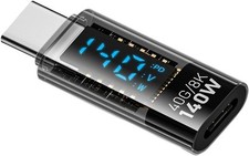 USB C Adapter,  1Pack  140W Type C Female to C Male Extension M, Black