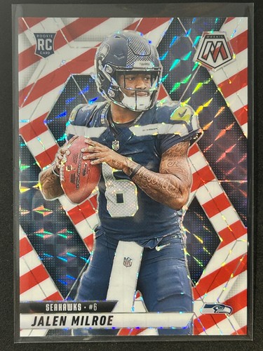2025 Panini Mosaic Jalen Milroe #322 Red & White Stripe Prizm Rookie RC Seahawks