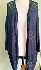 XL ( UK 16- 18) Long black Cardigan Pointelle New summer travel casual holiday