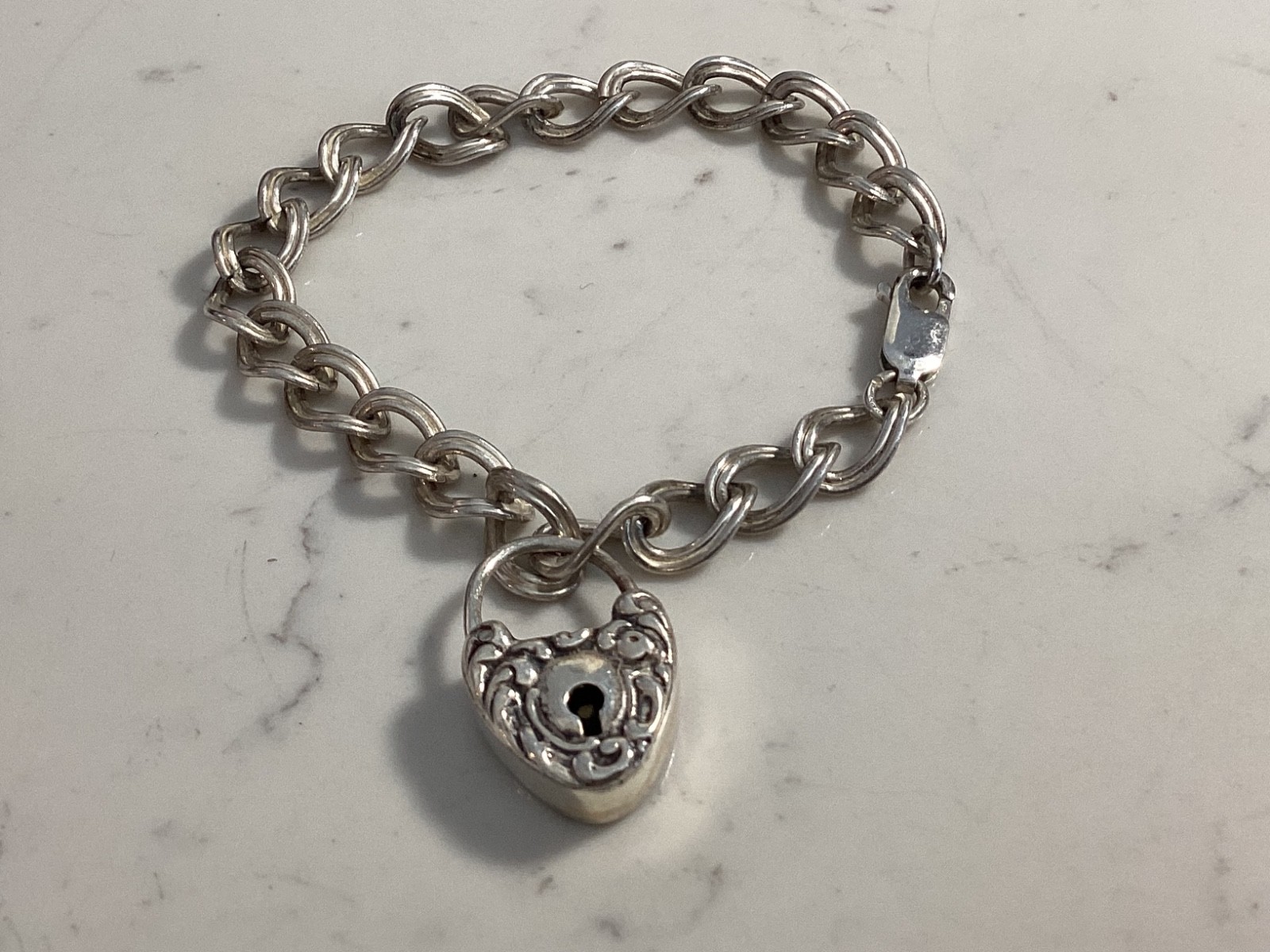 AUTHENTIC SIGNED STERLING SILVER HEART CHARM BRAC… - image 8