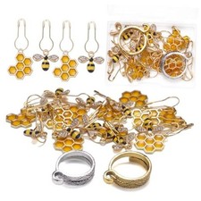 20 Pcs Cute Bee Honeycomb Stitch Marker, 2 Pcs Adjustable Knit Crochet Loop S1