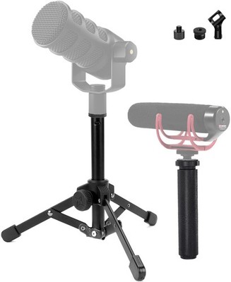 PodMic Tripod Stand and Videomic Handle Grip kit compatible with RODE XLR USB