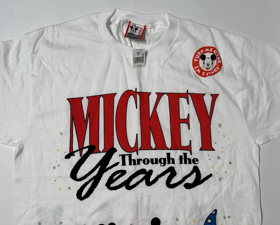NEW Vintage Disney Mickey Through The Years Double Sided T-Shirt NOS w/ Tags S/M - Image 3 of 4