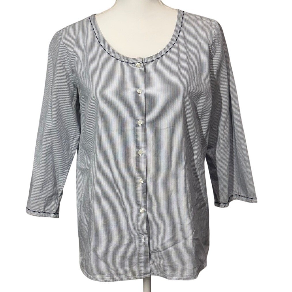 Basic Editions Women's Striped Button Up Blouse |… - image 1