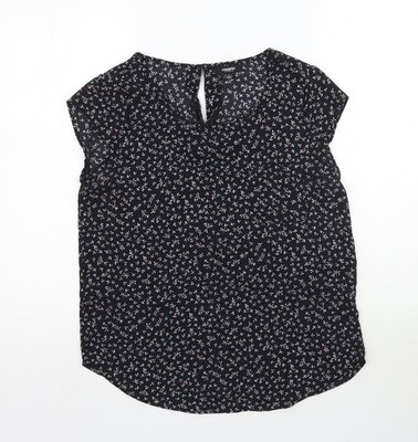 Premise Damen Basic Bluse schwarz geblümt Größe S
