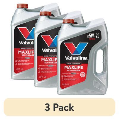 (3 pack) Valvoline MaxLife Full Synthetic High Mileage 5W-20 Motor Oil 5 Quart