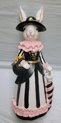 Bella Lux Easter Bunny Figurine 11'' Elegant Victorian Spring Decor Resin Dress
