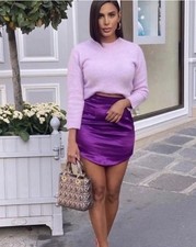 ZARA SATIN EFFECT HIGH WAIST MINI SKIRT LILAC SIZE: M REF: 9479/259