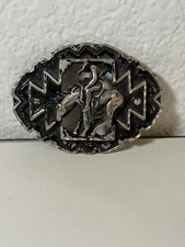 End Of The Trail Belt Buckle American Indian Saga Open Work Vtg 1995 EJC