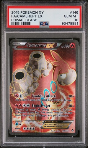 POP 8 2015 POKEMON XY PRIMAL CLASH #146 FULL ART/CAMERUPT EX PSA GEM MINT 10