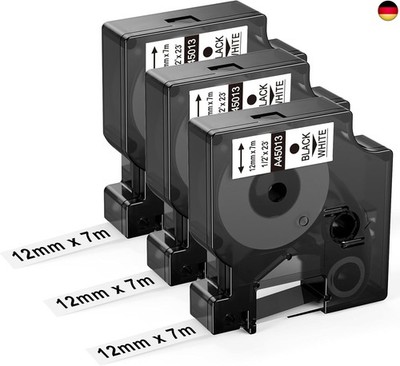 3x 45013 Etikettenband 12mm Kompatibel mit Dymo D1 12mm x 7m S0720530 für Dymo L