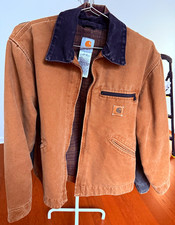 Carhartt Men's Brown Duck Lined Zip Work Jacket Coat Size M Regular Solid BRN