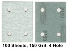 SurfPrep 3" x 4" 150 Grit 4 Hole Hook & Loop Film Sheet 100 Pcs 3x4 Sandpaper